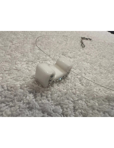 Collier cristaluna lux argent 925 pendentif acrylique noir swarovski cristal