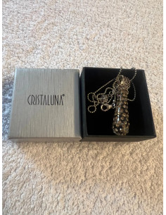 collier cristaluna argent 925 rhodie pendentif lacrima swarovski topaze colorado