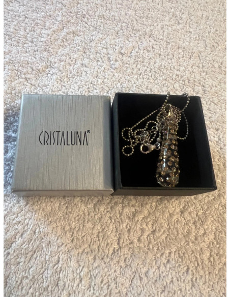 collier cristaluna argent 925 rhodie pendentif lacrima swarovski topaze colorado