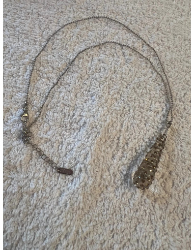 collier cristaluna argent 925 rhodie pendentif lacrima swarovski topaze colorado