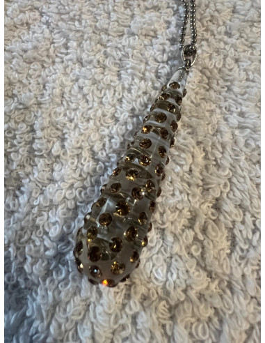 collier cristaluna argent 925 rhodie pendentif lacrima swarovski topaze colorado