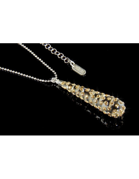 collier cristaluna argent 925 rhodie pendentif lacrima swarovski topaze colorado