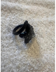 Bague cristaluna asteria acrylique noir swarovski jet neuf 2