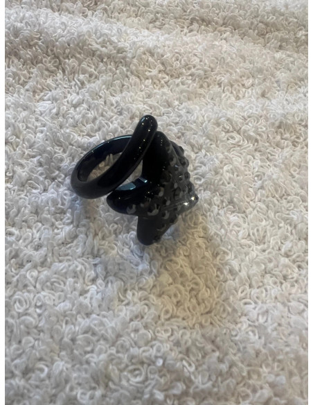Bague cristaluna asteria acrylique noir swarovski jet neuf