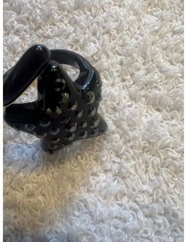 Bague cristaluna asteria acrylique noir swarovski jet neuf