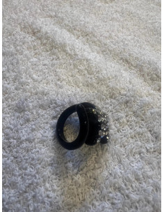 Bague cristaluna asteria acrylique noir swarovski crystal neuf 101 221 00 2