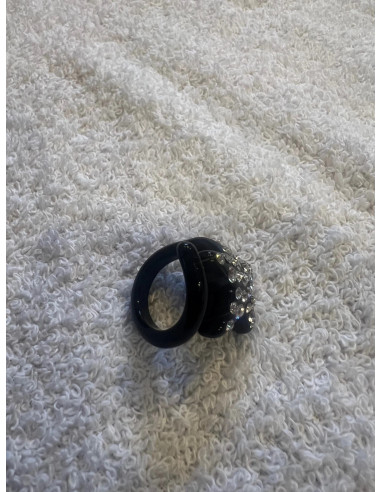 Bague cristaluna asteria acrylique noir swarovski crystal neuf 101 221 00