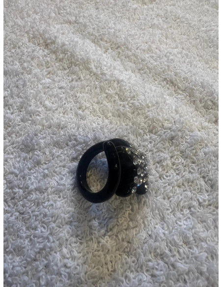 Bague cristaluna asteria acrylique noir swarovski crystal neuf 101 221 00