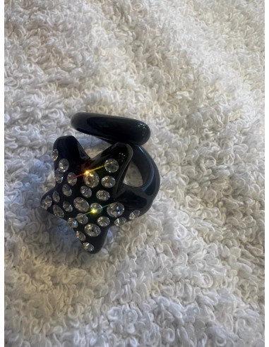 Bague cristaluna asteria acrylique noir swarovski crystal neuf 101 221 00