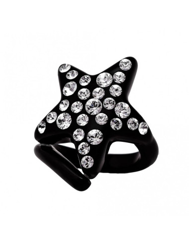 Bague cristaluna asteria acrylique noir swarovski crystal neuf 101 221 00