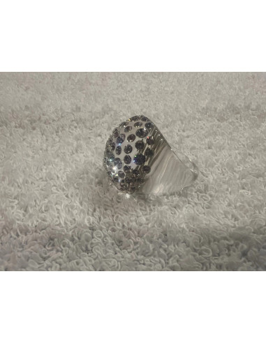 Bague cristaluna bombata acrylique transparent swarovski cristal neuf 100 500 00