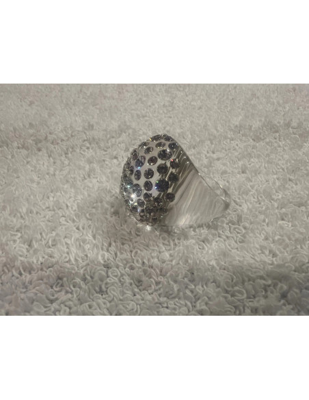 Bague cristaluna bombata acrylique transparent swarovski cristal neuf 100 500 00