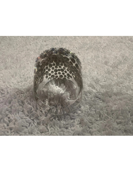 Bague cristaluna bombata acrylique transparent swarovski cristal neuf 100 500 00