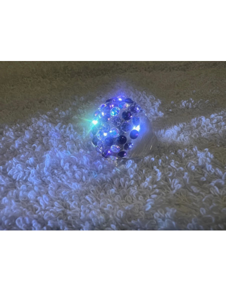 Bague cristaluna bombata acrylique transparent swarovski améthyste claire