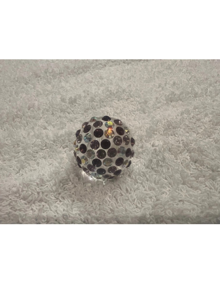 Bague cristaluna bombata acrylique transparent swarovski améthyste claire