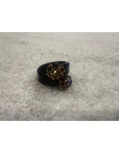 Bague cristaluna bombine acrylique noir swarovski doradoLight colorado topaz