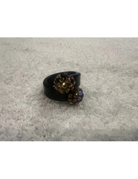 Bague cristaluna bombine acrylique noir swarovski doradoLight colorado topaz