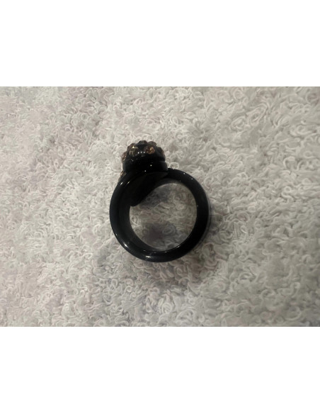 Bague cristaluna bombine acrylique noir swarovski doradoLight colorado topaz