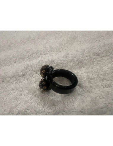Bague cristaluna bombine acrylique noir swarovski doradoLight colorado topaz