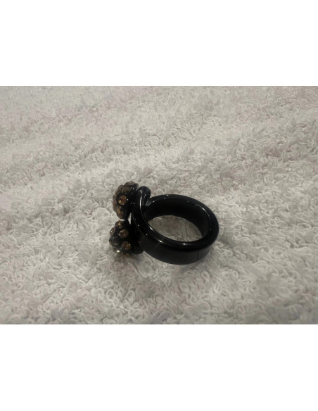 Bague cristaluna bombine acrylique noir swarovski doradoLight colorado topaz