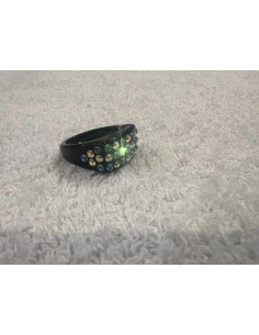 Bague cristaluna julia acrylique noir swarovski aigue-marine aurore Boréaleneuf 2