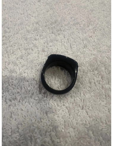 Bague cristaluna julia acrylique noir swarovski aigue-marine aurore Boréaleneuf