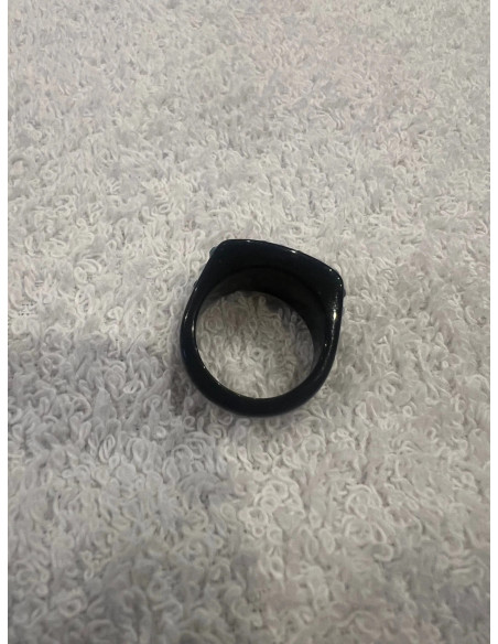 Bague cristaluna julia acrylique noir swarovski aigue-marine aurore Boréaleneuf