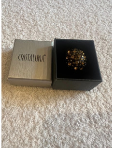 Bague cristaluna princesse acrylique noir swarovski light colorado topaz dorado