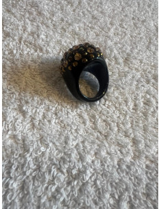 Bague cristaluna princesse acrylique noir swarovski light colorado topaz dorado 2