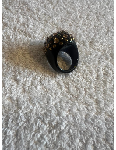 Bague cristaluna princesse acrylique noir swarovski light colorado topaz dorado