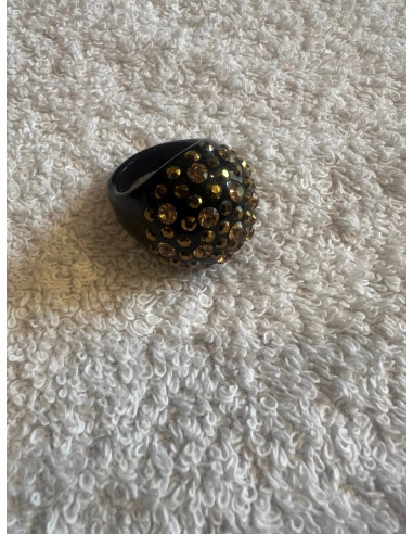 Bague cristaluna princesse acrylique noir swarovski light colorado topaz dorado