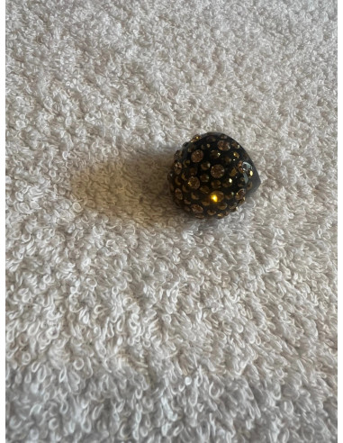 Bague cristaluna princesse acrylique noir swarovski light colorado topaz dorado