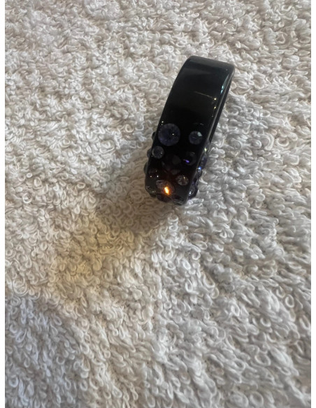 bague cristaluna diva acrylique noir swarovski purple velvet et tanzanite neuf