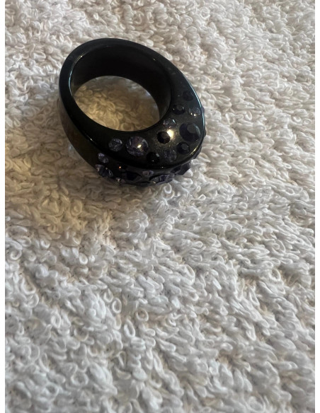 bague cristaluna diva acrylique noir swarovski purple velvet et tanzanite neuf
