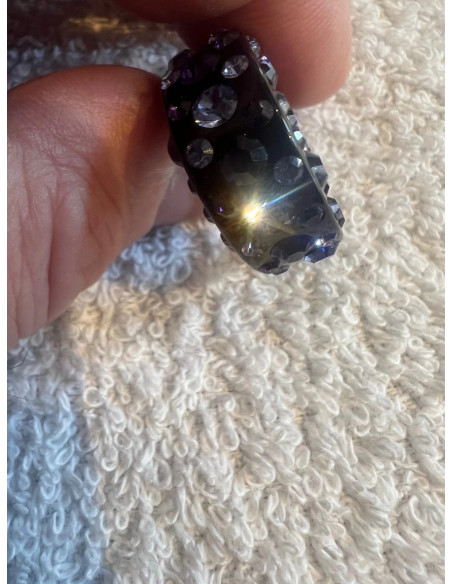 bague cristaluna diva acrylique noir swarovski purple velvet et tanzanite neuf