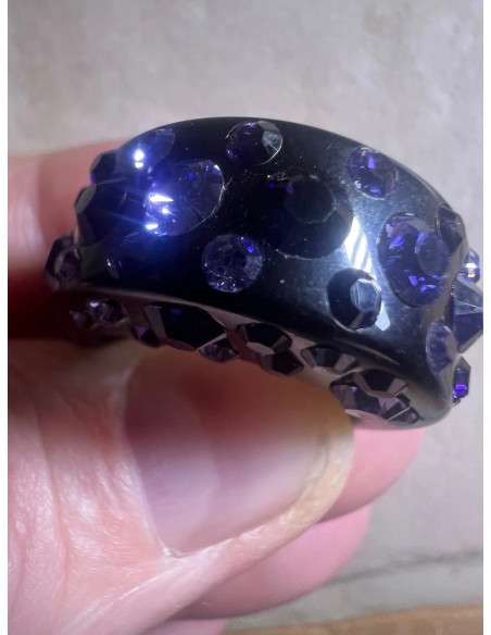 bague cristaluna diva acrylique noir swarovski purple velvet et tanzanite neuf