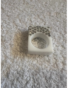 Bague cristaluna luc acrylique blanc swarovski cristal neuf 103 408 00