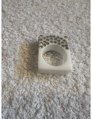 Bague cristaluna luc acrylique blanc swarovski cristal neuf 103 408 00