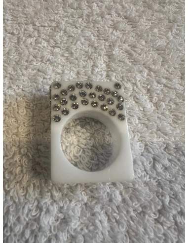 Bague cristaluna luc acrylique blanc swarovski cristal neuf 103 408 00