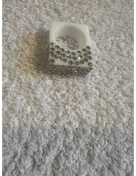 Bague cristaluna luc acrylique blanc swarovski cristal neuf 103 408 00