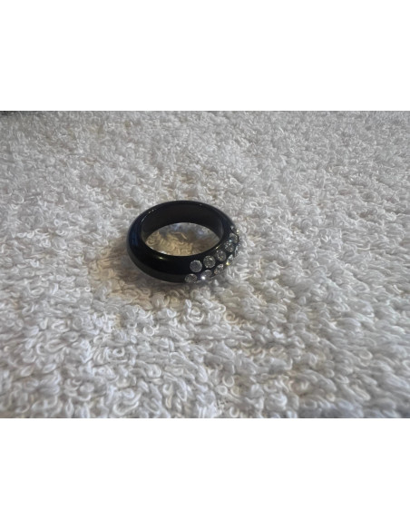 Bague cristaluna veretta acrylique noir swarovski cristal neuf 101 202 00
