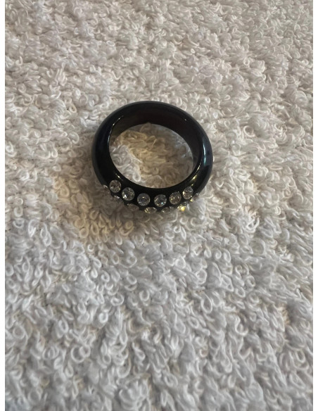 Bague cristaluna veretta acrylique noir swarovski cristal neuf 101 202 00