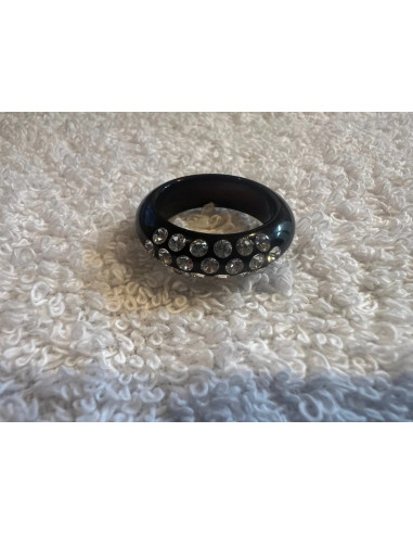Bague cristaluna veretta acrylique noir swarovski cristal neuf 101 202 00