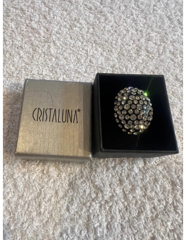 Bague cristaluna buri acrylique noir swarovski cristal neuf 101 527 00