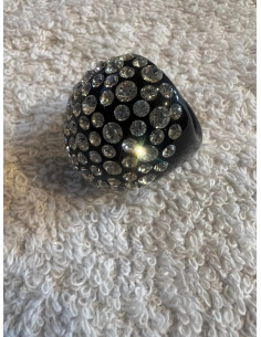 Bague cristaluna buri acrylique noir swarovski cristal neuf 101 527 00 2