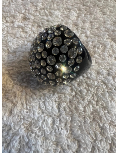 Bague cristaluna buri acrylique noir swarovski cristal neuf 101 527 00
