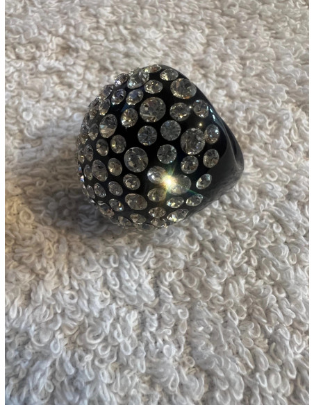 Bague cristaluna buri acrylique noir swarovski cristal neuf 101 527 00