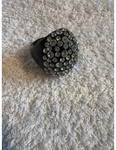 Bague cristaluna buri acrylique noir swarovski cristal neuf 101 527 00
