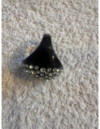 Bague cristaluna buri acrylique noir swarovski cristal neuf 101 527 00