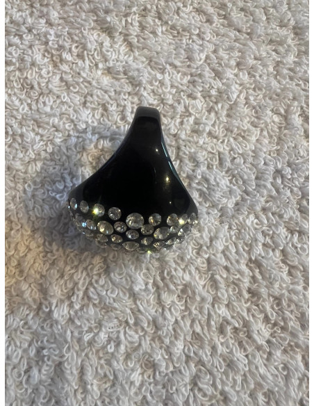 Bague cristaluna buri acrylique noir swarovski cristal neuf 101 527 00